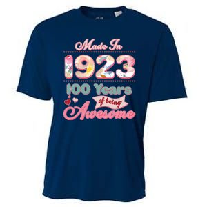 Pink Floral Made In 1923 100 Years Of Being Awesome Birthday Cooling Performance Crew T-Shirt