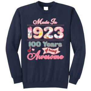 Pink Floral Made In 1923 100 Years Of Being Awesome Birthday Sweatshirt