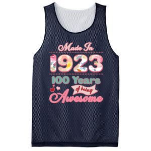 Pink Floral Made In 1923 100 Years Of Being Awesome Birthday Mesh Reversible Basketball Jersey Tank