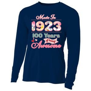 Pink Floral Made In 1923 100 Years Of Being Awesome Birthday Cooling Performance Long Sleeve Crew