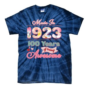 Pink Floral Made In 1923 100 Years Of Being Awesome Birthday Tie-Dye T-Shirt