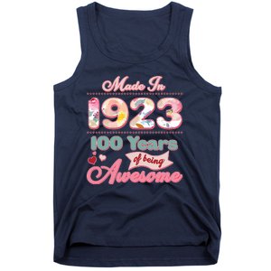 Pink Floral Made In 1923 100 Years Of Being Awesome Birthday Tank Top