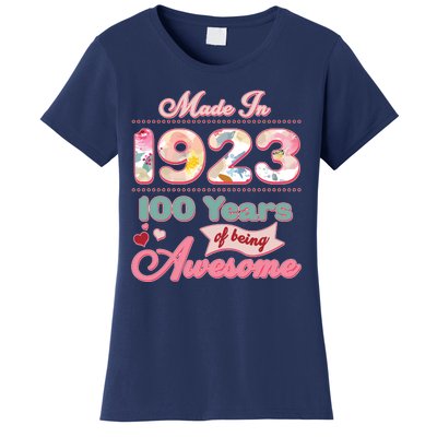 Pink Floral Made In 1923 100 Years Of Being Awesome Birthday Women's T-Shirt