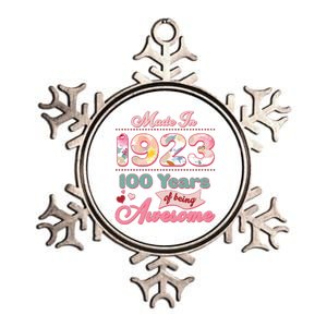 Pink Floral Made In 1923 100 Years Of Being Awesome Birthday Metallic Star Ornament