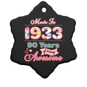 Pink Floral Made In 1933 90 Years Of Being Awesome Birthday Ceramic Star Ornament