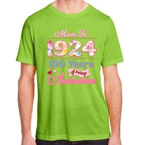 Pink Floral Made In 1924 100 Years Of Being Awesome Birthday Adult ChromaSoft Performance T-Shirt