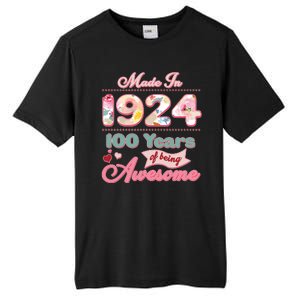 Pink Floral Made In 1924 100 Years Of Being Awesome Birthday Tall Fusion ChromaSoft Performance T-Shirt