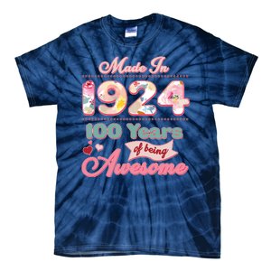 Pink Floral Made In 1924 100 Years Of Being Awesome Birthday Tie-Dye T-Shirt