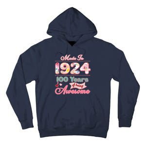 Pink Floral Made In 1924 100 Years Of Being Awesome Birthday Tall Hoodie