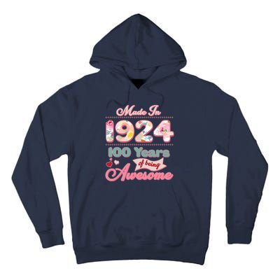 Pink Floral Made In 1924 100 Years Of Being Awesome Birthday Tall Hoodie