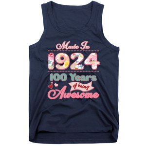 Pink Floral Made In 1924 100 Years Of Being Awesome Birthday Tank Top