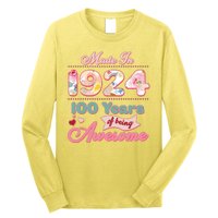 Pink Floral Made In 1924 100 Years Of Being Awesome Birthday Long Sleeve Shirt