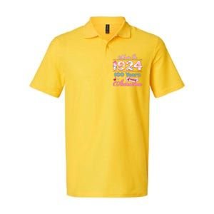 Pink Floral Made In 1924 100 Years Of Being Awesome Birthday Softstyle Adult Sport Polo