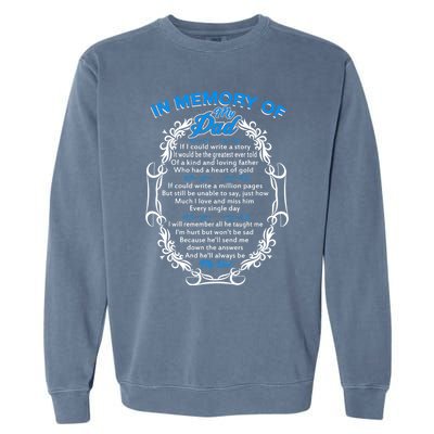 Poem For My Dad In Heaven My Dad Is My Guardian Angel Funny Gift Garment-Dyed Sweatshirt