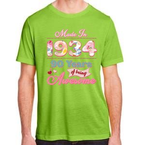 Pink Floral Made In 1934 90 Years Of Being Awesome Birthday Adult ChromaSoft Performance T-Shirt