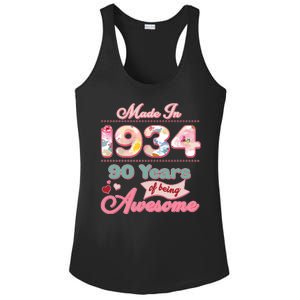 Pink Floral Made In 1934 90 Years Of Being Awesome Birthday Ladies PosiCharge Competitor Racerback Tank