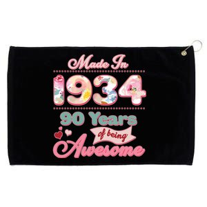 Pink Floral Made In 1934 90 Years Of Being Awesome Birthday Grommeted Golf Towel