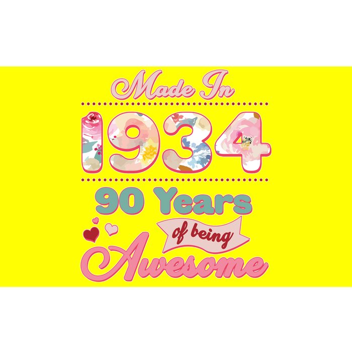 Pink Floral Made In 1934 90 Years Of Being Awesome Birthday Bumper Sticker