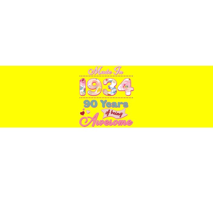 Pink Floral Made In 1934 90 Years Of Being Awesome Birthday Bumper Sticker