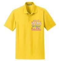 Pink Floral Made In 1934 90 Years Of Being Awesome Birthday Dry Zone Grid Polo