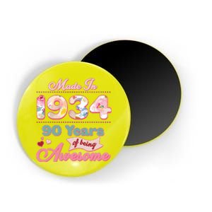 Pink Floral Made In 1934 90 Years Of Being Awesome Birthday Magnet