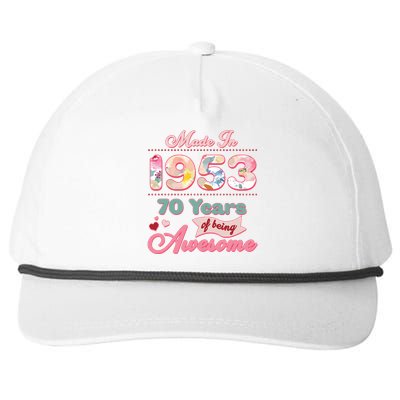 Pink Floral Made In 1953 70 Years Of Being Awesome Birthday Snapback Five-Panel Rope Hat