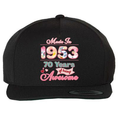 Pink Floral Made In 1953 70 Years Of Being Awesome Birthday Wool Snapback Cap