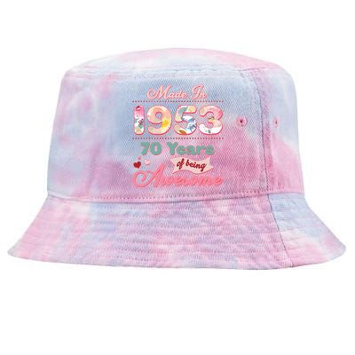 Pink Floral Made In 1953 70 Years Of Being Awesome Birthday Tie-Dyed Bucket Hat