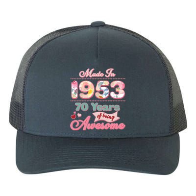 Pink Floral Made In 1953 70 Years Of Being Awesome Birthday Yupoong Adult 5-Panel Trucker Hat