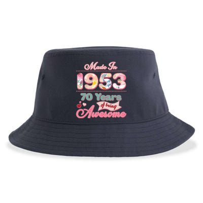 Pink Floral Made In 1953 70 Years Of Being Awesome Birthday Sustainable Bucket Hat