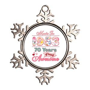 Pink Floral Made In 1953 70 Years Of Being Awesome Birthday Metallic Star Ornament