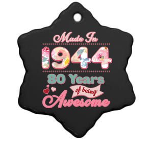 Pink Floral Made In 1944 80 Years Of Being Awesome Birthday Ceramic Star Ornament