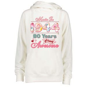 Pink Floral Made In 1944 80 Years Of Being Awesome Birthday Womens Funnel Neck Pullover Hood