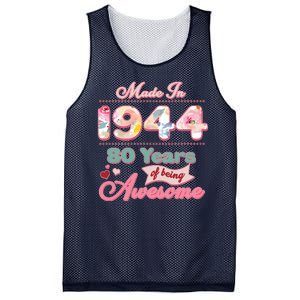 Pink Floral Made In 1944 80 Years Of Being Awesome Birthday Mesh Reversible Basketball Jersey Tank