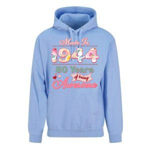 Pink Floral Made In 1944 80 Years Of Being Awesome Birthday Unisex Surf Hoodie