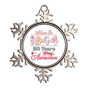 Pink Floral Made In 1944 80 Years Of Being Awesome Birthday Metallic Star Ornament