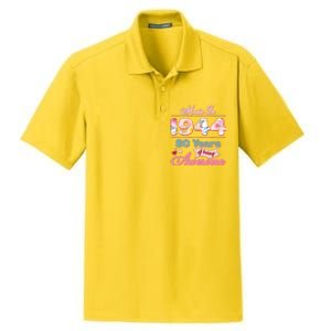 Pink Floral Made In 1944 80 Years Of Being Awesome Birthday Dry Zone Grid Polo