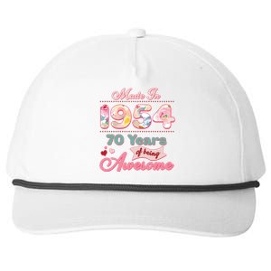 Pink Floral Made In 1954 70 Years Of Being Awesome Birthday Snapback Five-Panel Rope Hat