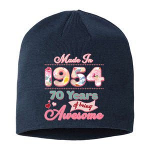 Pink Floral Made In 1954 70 Years Of Being Awesome Birthday Sustainable Beanie