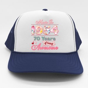 Pink Floral Made In 1954 70 Years Of Being Awesome Birthday Trucker Hat