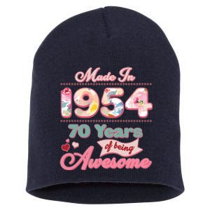 Pink Floral Made In 1954 70 Years Of Being Awesome Birthday Short Acrylic Beanie