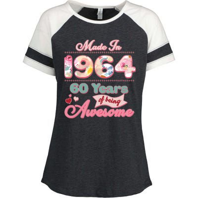 Pink Floral Made In 1964 60 Years Of Being Awesome Birthday Enza Ladies Jersey Colorblock Tee