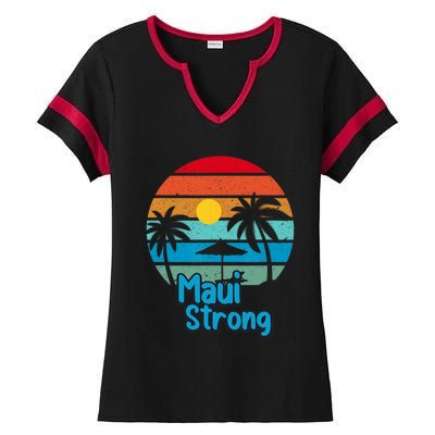 Pray For Maui Hawaii Strong Vintage Design Ladies Halftime Notch Neck Tee