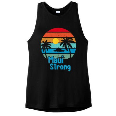 Pray For Maui Hawaii Strong Vintage Design Ladies PosiCharge Tri-Blend Wicking Tank