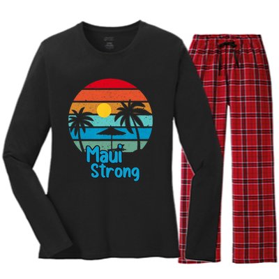 Pray For Maui Hawaii Strong Vintage Design Women's Long Sleeve Flannel Pajama Set 