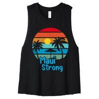 Pray For Maui Hawaii Strong Vintage Design Women's Racerback Cropped Tank