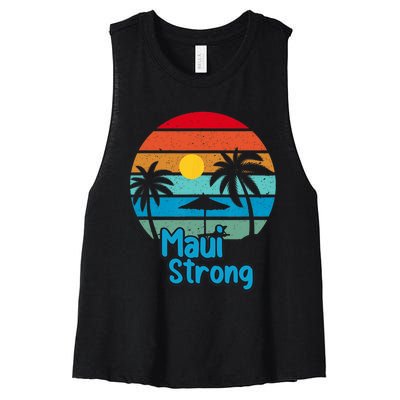 Pray For Maui Hawaii Strong Vintage Design Women's Racerback Cropped Tank