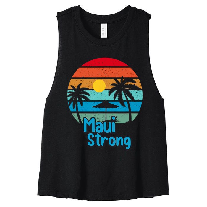 Pray For Maui Hawaii Strong Vintage Design Women's Racerback Cropped Tank