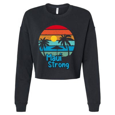 Pray For Maui Hawaii Strong Vintage Design Cropped Pullover Crew