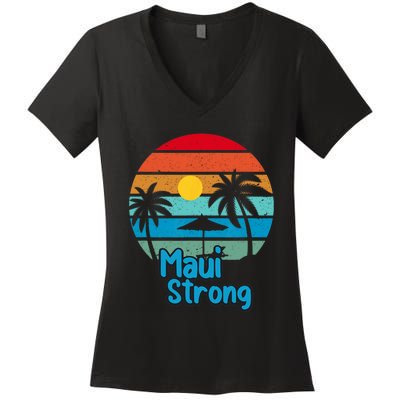 Pray For Maui Hawaii Strong Vintage Design Women's V-Neck T-Shirt